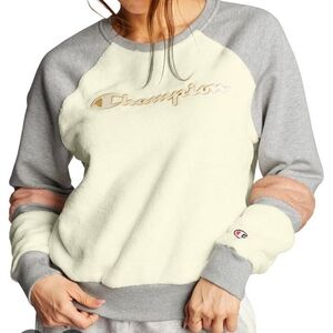 Champion White and Gray Fleece Sweatshirt/ Size Large